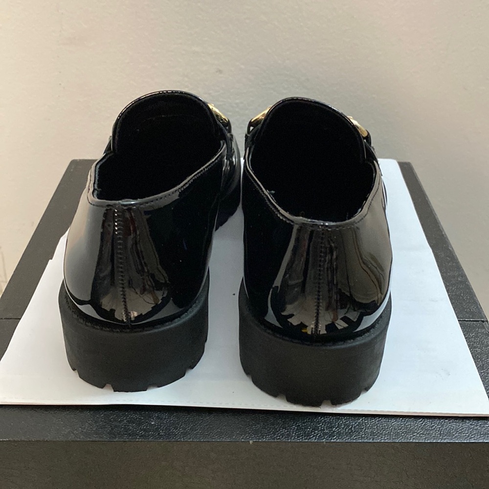 Bandolino | Franny Lug Sole Loafer Faux Patent Leather with Gold  Tone hardware - Picture 3 of 11